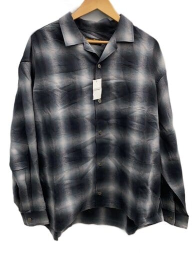 商品画像：リラックスオンブレオープンカラーシャツ/長袖シャツ/L/コットン/GRY/25-050-470-6120-3-0 1