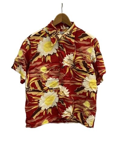 商品画像：00s/アロハシャツ/S/レーヨン/RED/花柄/SS31589/NIGHT BLOOMING CEREUS 1