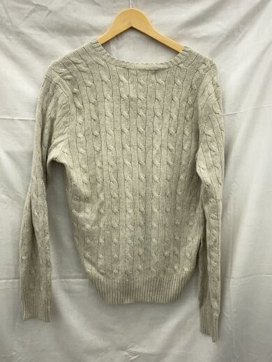 商品画像：90s/シルク100％/Vネック/ポニー刺繍/ケーブル編み/古着/ニット/M/シルク/GRY 2