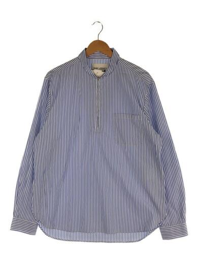 画像：OUR LEGACYSHAWL ZIP SHIRT/ハーフジップシャツ/50/コットン/BLU/ストライプ1