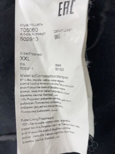 商品画像：ジップパーカー/XXL/コットン/BLK/705080 4