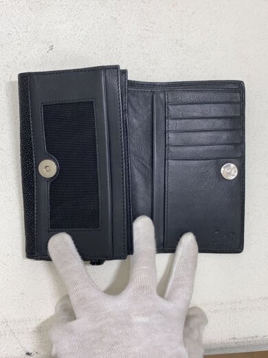 商品画像：PAMI/エイ革/2つ折り財布/レザー/BLK/メンズ 4