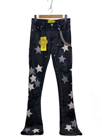 Obsidian Black Vintage Stars Flare Jeans/32/デニムパンツ/BLK