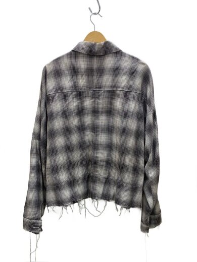 商品画像：OMBRECHECK SHORT ZIPUP SHIRT/長袖シャツ/2/リネン/BLK/ANCSH53 2