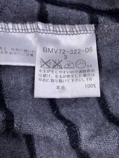 商品画像：Vネックセーター/ワンポイントロゴ/トップス/3/ウール/GRY/ボーダー/BMV72-322-06// 4