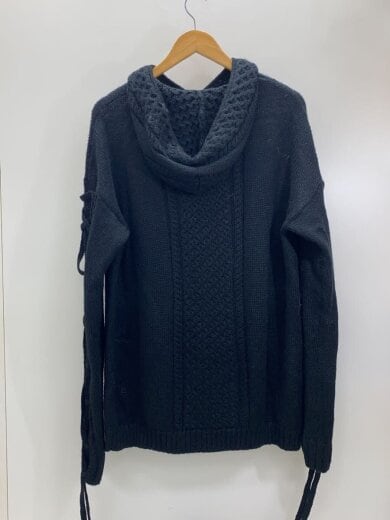 商品画像：フード付き/レースアップ/ニット・セーター(厚手)/M/アルパカ/BLK 2