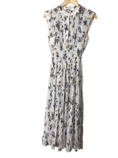 商品画像：バイカラープリーツワンピース/ノースリーブワンピース/WHT/花柄/swfo244003// 1