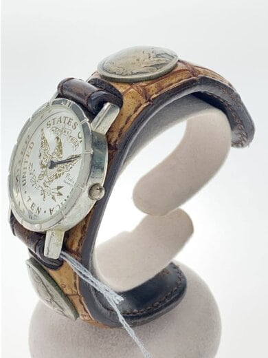 商品画像：Nadia/クォーツ腕時計/アナログ/レザー/WHT/BRW/サビ有 2