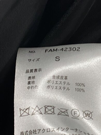 商品画像：中綿ジャケット/S/フェイクレザー/BLK/FAM-42302 4