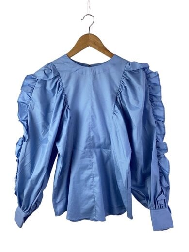 商品画像：長袖ブラウス/1/コットン/BLU/無地/BL.NE.NW.0351 1