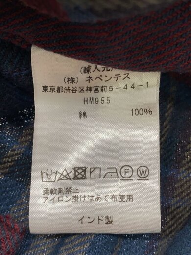 商品画像：長袖シャツ/S/コットン/NVY/チェック/HM955/ダブルポケットチェックシャツ// 4
