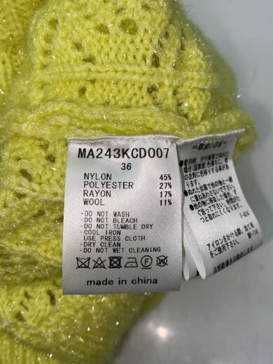 商品画像：カーディガン(厚手)/36/ナイロン/YLW/無地/MA243KCD007 4