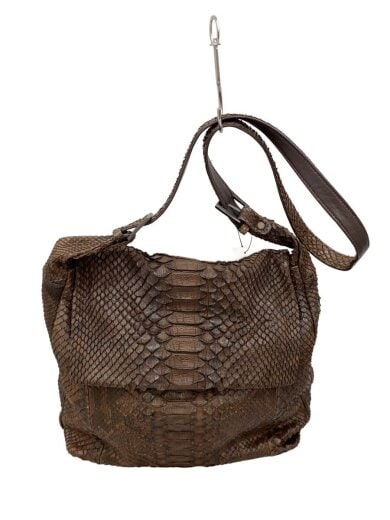 商品画像：ショルダーバッグ/レザー/BRW/無地/クロコ 1