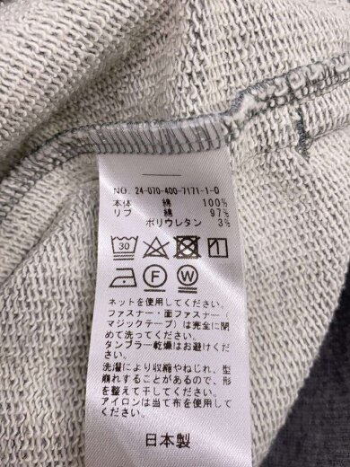 商品画像：ジップパーカー/--/コットン/GRY/無地/24-070-400-7171-1-0 4