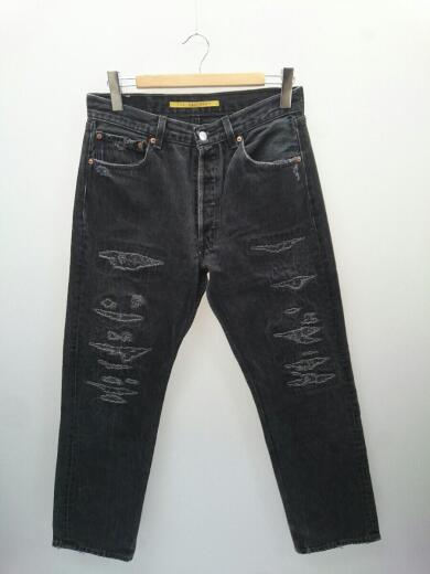 画像：Levi’sパンツ/33/デニム/THE ONE SHOW/501/USA/ブラックデニム/ダメージ加工1