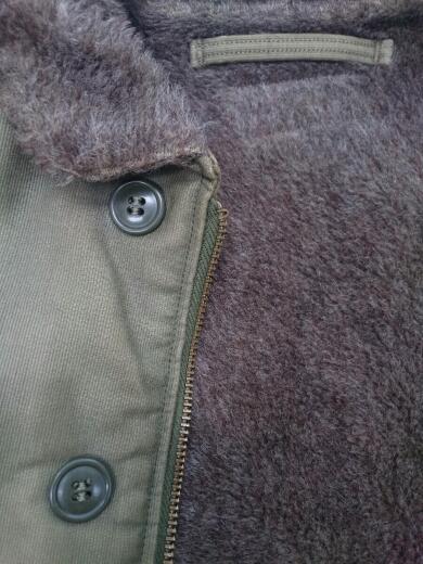 画像：US.NAVYデッキジャケット/コットン/カーキ/40s/N-1/ジャングルクロス/コの字TALON/アルパカライナー7