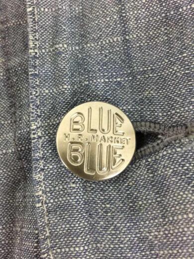 画像：BLUE BLUEリネンワークコート/ショップコート/M/リネン/ブルー7