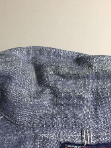 画像：BLUE BLUEリネンワークコート/ショップコート/M/リネン/ブルー9