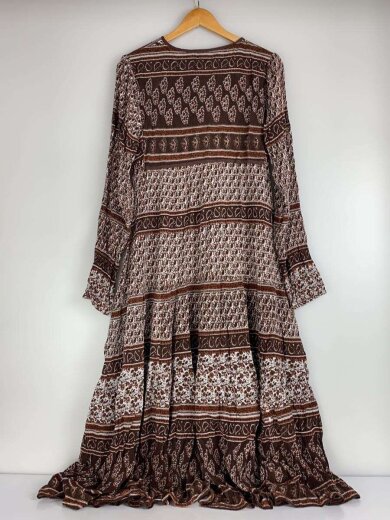 商品画像：BLUEBOHEME/長袖ワンピース/S/レーヨン/ブラウン/総柄 2