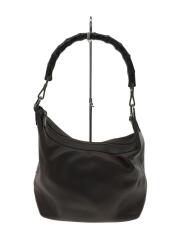 ショルダーバッグ/レザー/ブラウン/無地/バンブー/底面傷有/使用感有