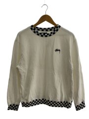 スウェット/S/コットン/WHT/無地/ロゴ刺繍