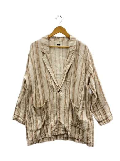 商品画像：ジャケット/FREE/リネン/BEG/ストライプ 1