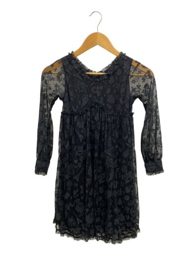 商品画像：総柄シアーワンピ/Y2K/ワンピース/ポリエステル/BLK 1