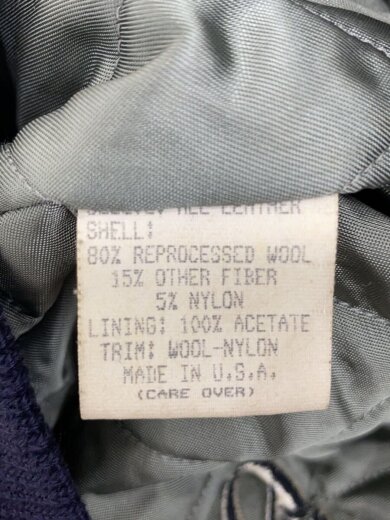 商品画像：白タグ/USA製/70s～80s/袖レザー/刺繍/ジャムセカンド/スタジャン/L//NVY 4