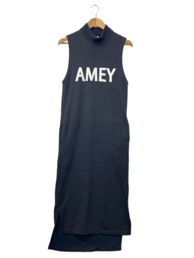 商品画像：AMEYロゴプリント/ノースリーブワンピース/FREE/コットン/BLK 1