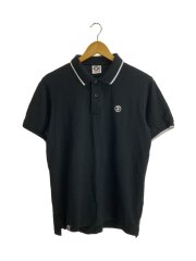 ロゴ刺繍/ポロシャツ/L/コットン/BLK/背面プリント
