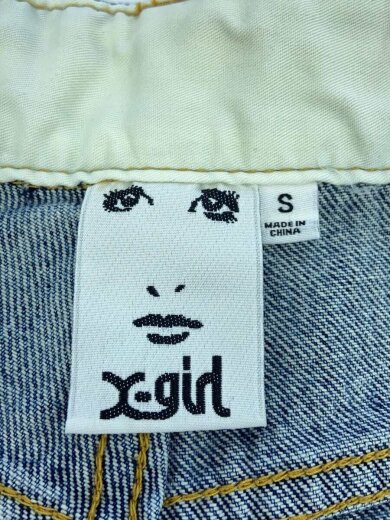 画像：X-girlLOGO PATCH WIDE TAPERED DENIM PANTS/S/デニム/IDG/1052510310094
