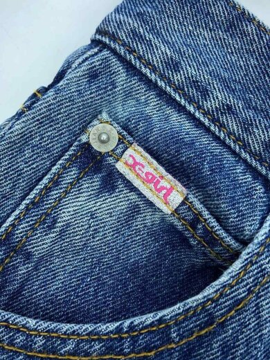 画像：X-girlLOGO PATCH WIDE TAPERED DENIM PANTS/S/デニム/IDG/1052510310097