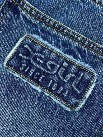 画像：X-girlLOGO PATCH WIDE TAPERED DENIM PANTS/S/デニム/IDG/1052510310098