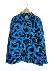 22ss/snake pattern/長袖シャツ/XL/コットン/BLU/プリント