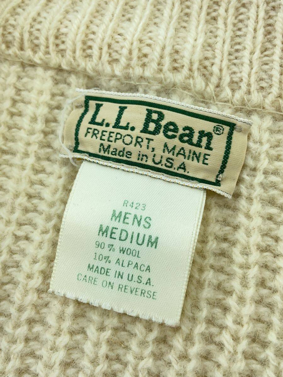 L.L.Bean / 80s/USA製/ドライバーズニット/カーディガン/ニット・セーター(厚手)/M/ウール/WHT