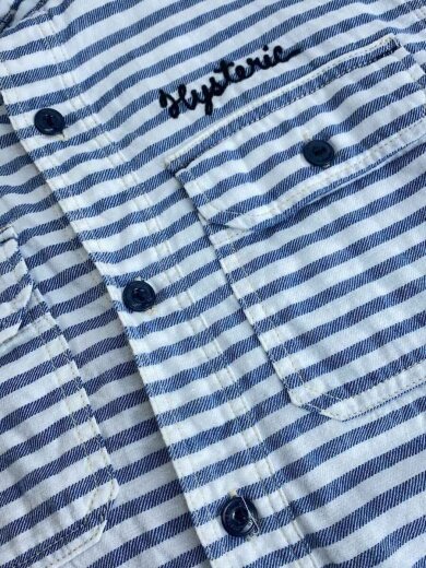 商品画像：ロゴ刺繍/ボーダーシャツ/長袖シャツ/M/コットン/BLU/ボーダー/0243AH04 8