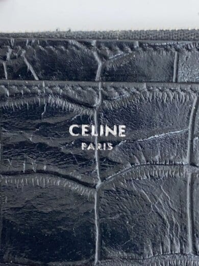 商品画像：ジップ付きカードホルダー/クロコダイル型押しカーフスキン/カードケース/BLK/メンズ 3