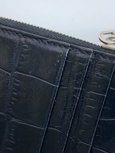 商品画像：ジップ付きカードホルダー/クロコダイル型押しカーフスキン/カードケース/BLK/メンズ 7