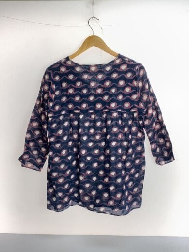 商品画像：チュニック/半袖ブラウス/2/コットン/NVY/総柄/A1417 2