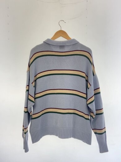 商品画像：ニットポロシャツ/ニット・セーター(厚手)/M/アクリル/BLU/ボーダー 2