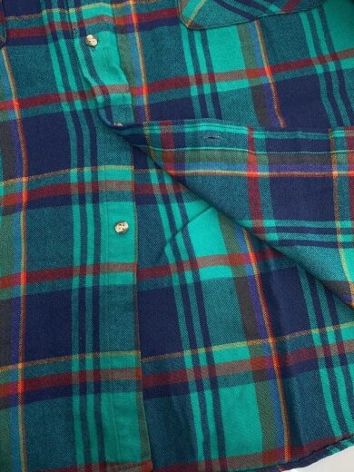 商品画像：90s/SAUGATUCK/ネルシャツ/長袖シャツ/3XL/アクリル/GRN/チェック 9