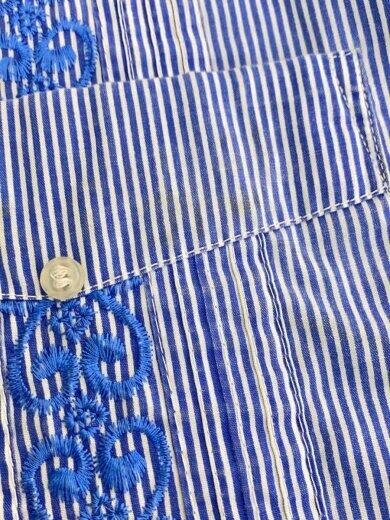 商品画像：Tropi Cool/キューバシャツ/フルジップ/刺繍/シャツ/L/ポリエステル/BLU/ストライプ 6