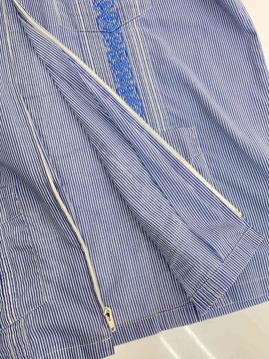 商品画像：Tropi Cool/キューバシャツ/フルジップ/刺繍/シャツ/L/ポリエステル/BLU/ストライプ 8