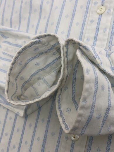 商品画像：BERNARD/90s/バンドカラー/長袖シャツ/M/コットン/WHT/ストライプ 8