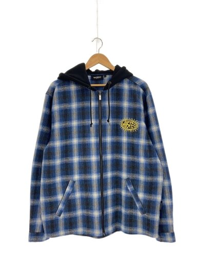 商品画像：切替/ジップパーカー/L/コットン/BLU/チェック// 1