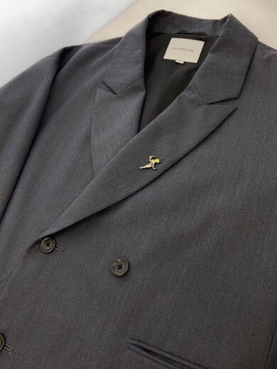 商品画像：T/W Saxony Double Breasted Jacket/テーラードジャケット/S/ポリエステル/GRY// 7