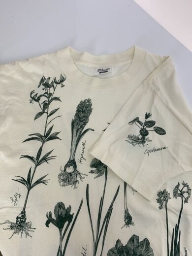 商品画像：90s/USA製/ボタニカル柄/Tシャツ/L/コットン/WHT/プリント// 9