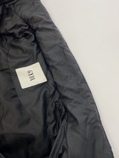 商品画像：フェイクレザーショートダウンコート/ダウンジャケット/フェイクレザー/BLK/072150000201-01 7