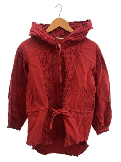 商品画像：長袖ブラウス/コットン/RED/無地/P0113FB31/フリル/フード付// 1