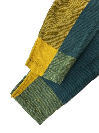 商品画像：ダブルガーゼブロックチェック長袖ワンピース/L/コットン/GRN/チェック 5